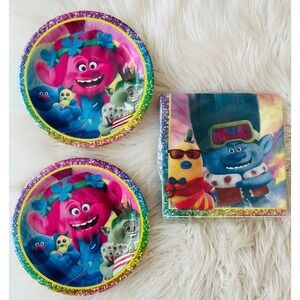 NEW Trolls Party Supplies Plates and Napkins Birthday Decorations Set 40 Pieces‎